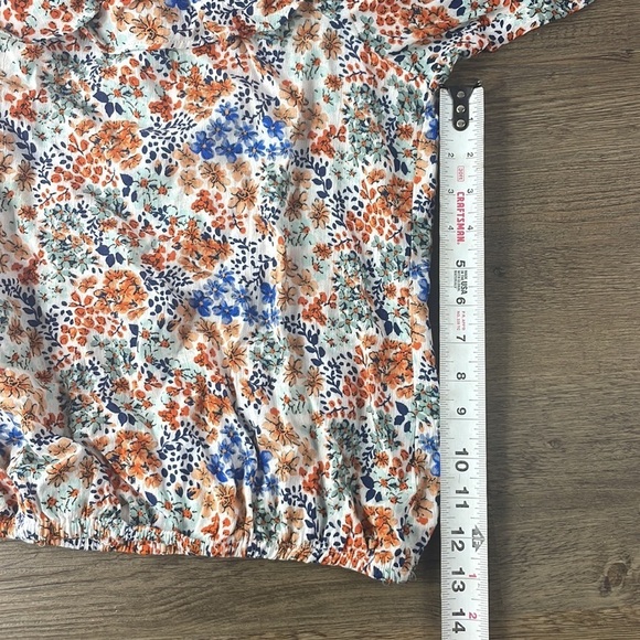 Adrienne Vitadinni Women’s Off the Shoulder White Orange Blue Floral Blouse sz L - Picture 7 of 9